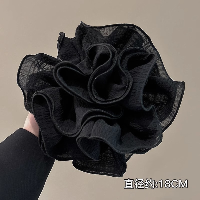 Anillo de pelo de intestino grueso súper grande coreano para mujer 2025 nuevo estilo de alta gama cordón de pelo de encaje plisado temperamento dulce cuerda de cabeza de flor