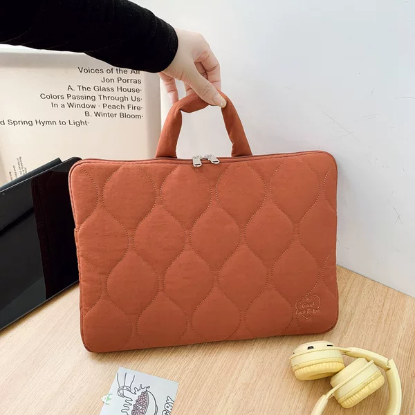 Korean-style ins handbag with embroidered fabric lining, macaron-colored tablet protective case, anti-drop laptop bag