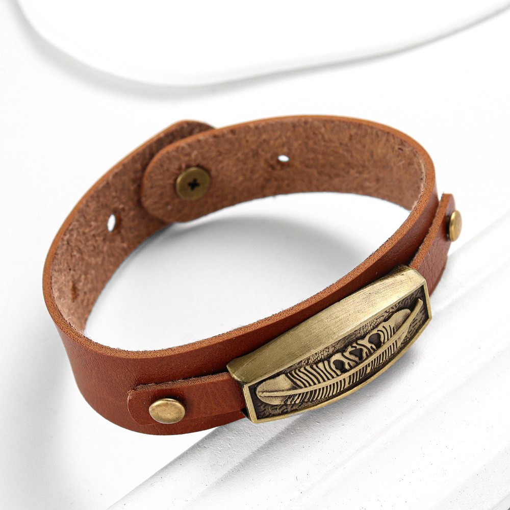 Geometric Retro Streetwear Pu Leather Alloy Bracelets Wholesale display picture 3