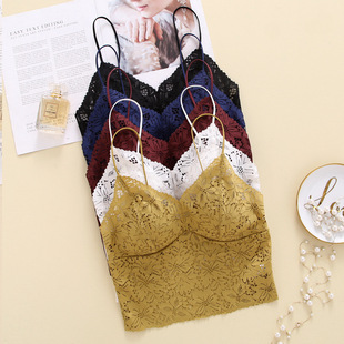 Lace Chest Wrapped Back Underwear Women's Salon Mold Cup Sling Push-up Sexy Strapless No-rimmed One-piece Vest