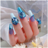 Blue crystal for manicure, diamond, accessory heart-shaped with rhinestones