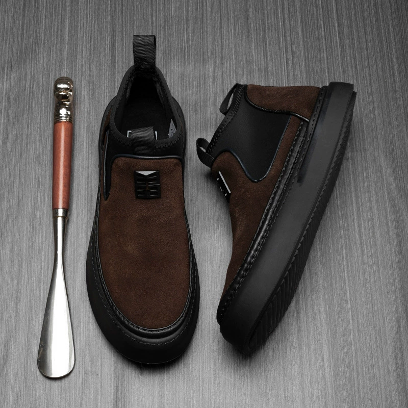 Прямые поставки с фабрики, повседневная обувь из воловьей кожи первого слоя, новые высокие мужские черные туфли, дышащая мужская кожаная обувь в Корейском стиле оптом