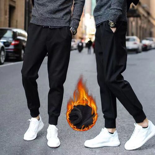 Cozy Fleece Lined Thick Casual Long Pants for Autumn and Winter Warmth - Men's New Loose Sport Bootcut Pants for Plus Size - Versatile
