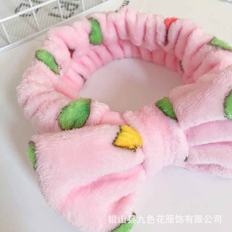 Diadema con lazo impreso creativo europeo y americano, diadema de felpa, tocador para mujer, tocado de maquillaje, diadema de franela, accesorios para el cabello