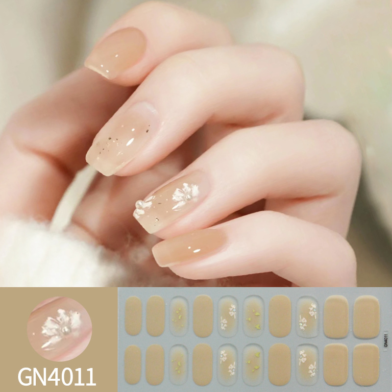 Ou Nai 20 refers to baking-free gel nail stickers Little Red Riding Book with simple grid line nail stickers a generation of hair