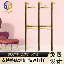厂家不锈钢金色立柱靠墙 服装店货架上墙挂衣中岛架落地道具