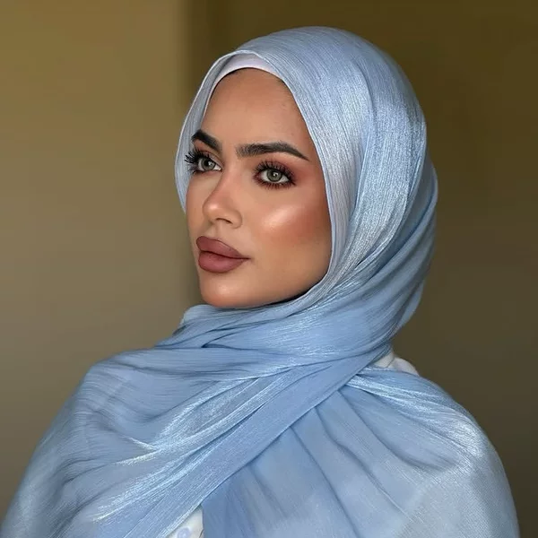 Cross-border bestseller in Malaysia and Indonesia: shiny silk long scarf, wrinkle-free, anti-wrinkle, sun-protective headscarf