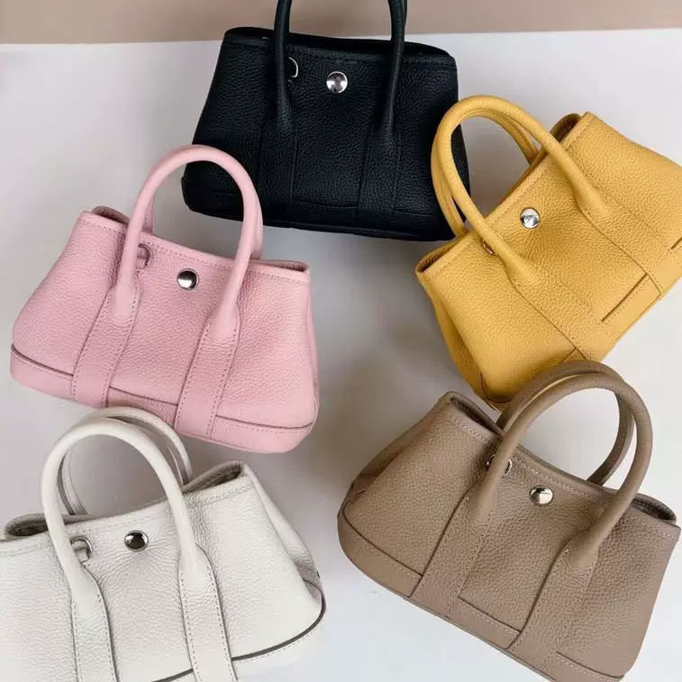 真皮迷你花园包女百搭托特包高级感2025新款通勤手提包单肩斜挎包