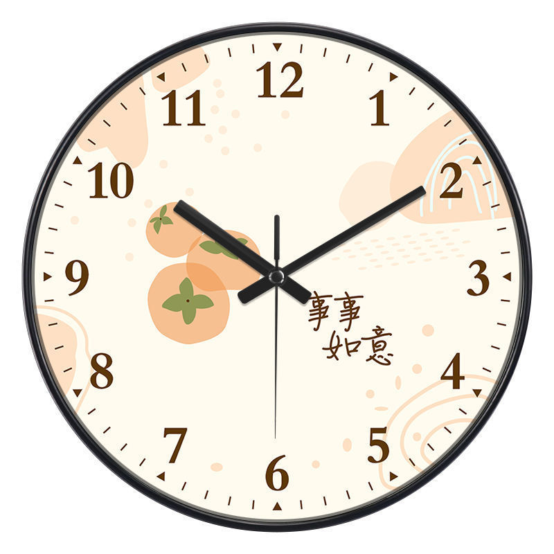 掛け時計家庭用吉祥小清新客間円形静音掃秒北欧風創意寝室時計掛け壁|undefined