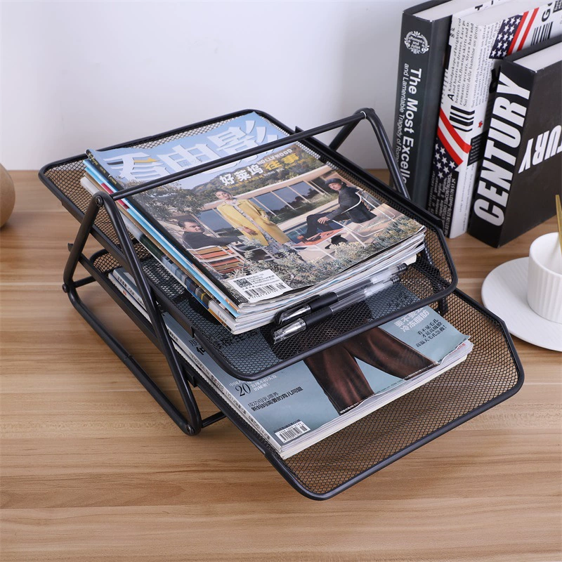 Multi -functional file box Iron multi -layer file rack collection box combined desktop shelf