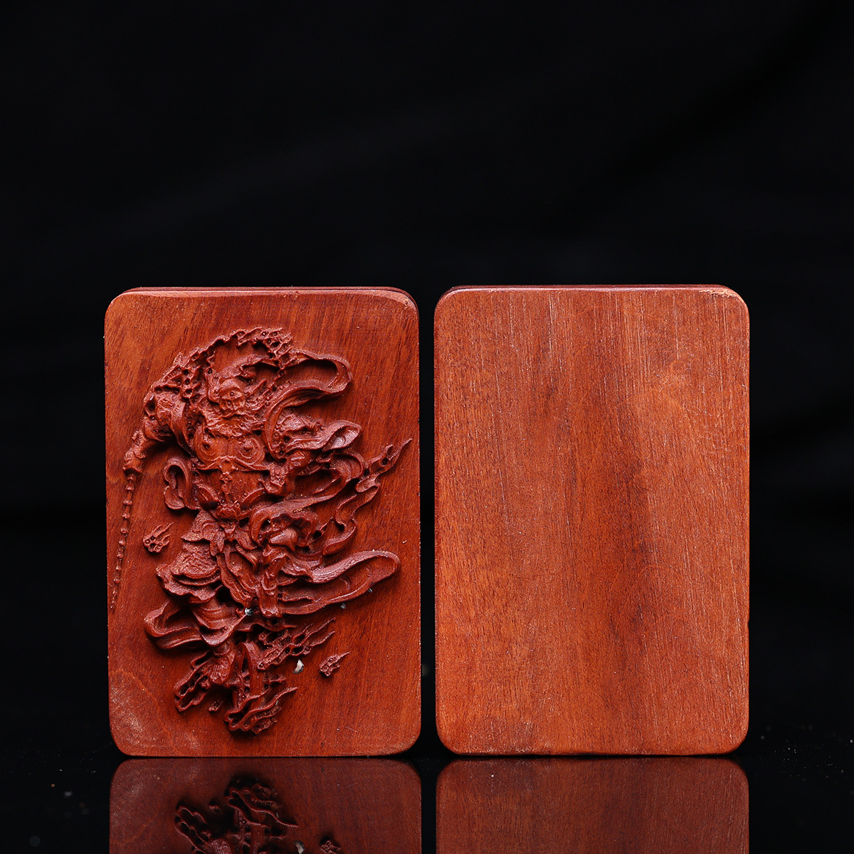 Retro Peach Wood Jujube Wood Lightning-Struck Jujube Wood Si Liu Wu Shi Tag Keychain Handheld Ornament Car Hanging Pendant Collectible Art Toy