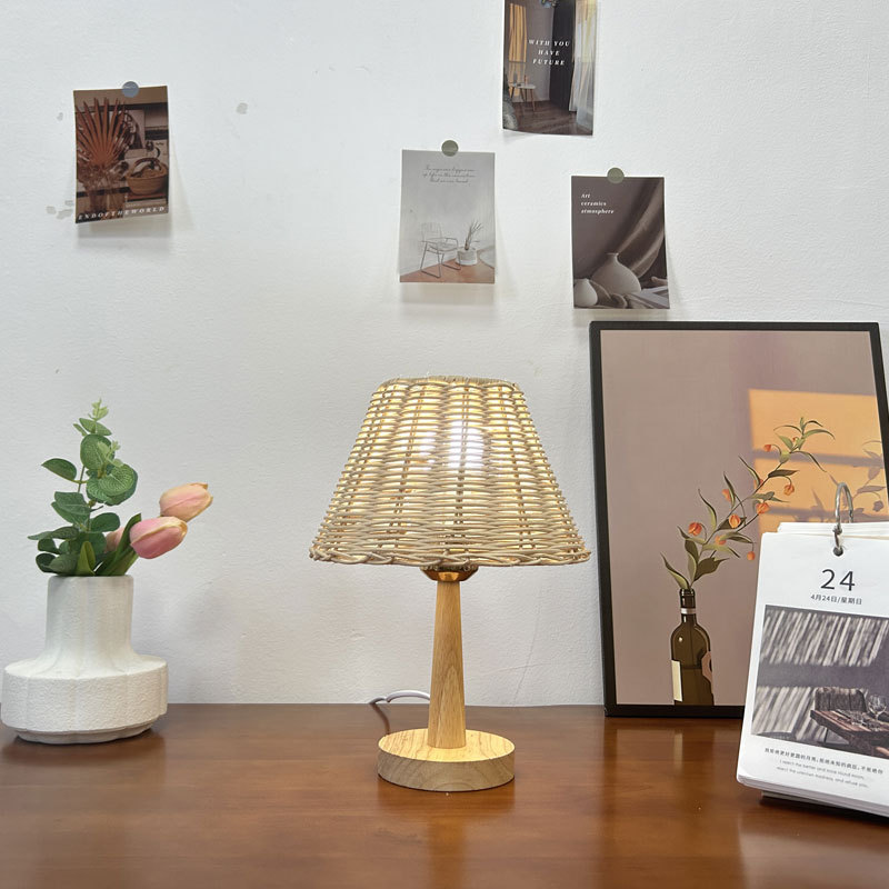 País de América del estilo retro lámpara de mesa de bambú dormitorio sala de estar habitación de hotel lámpara de mesa decorativa