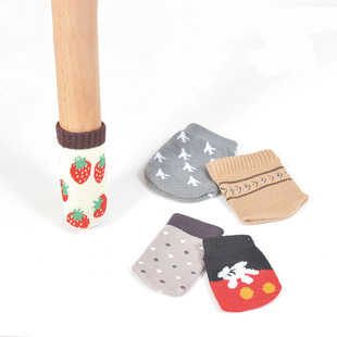 Table Leg Cover Knitted Door Handle Protective Cover Thickeneded Double-Layer Chair Leg Wool Non-Slip Cartoon Home Protective Pad