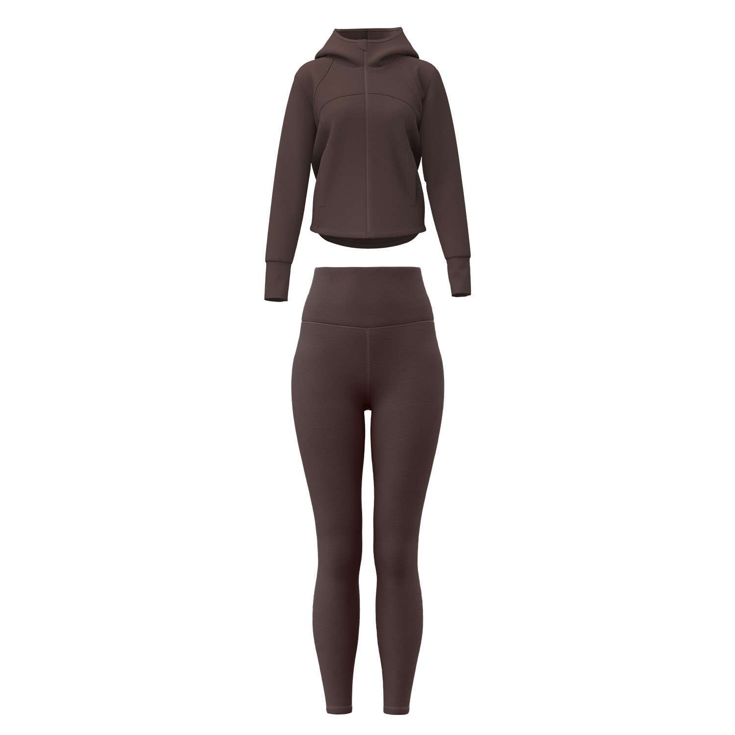 Juyi Tang otoño invierno miel de melocotón juego deportivo abrigo suelto bolsillo capuchón de lana grueso juego de yoga