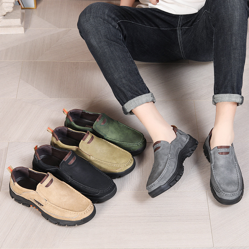 Transfronterizos Amazon zapatos de hombre de verano de alta calidad zapatos de cuero casuales de un pie zapatos Lefour antideslizantes zapatos de papá suaves