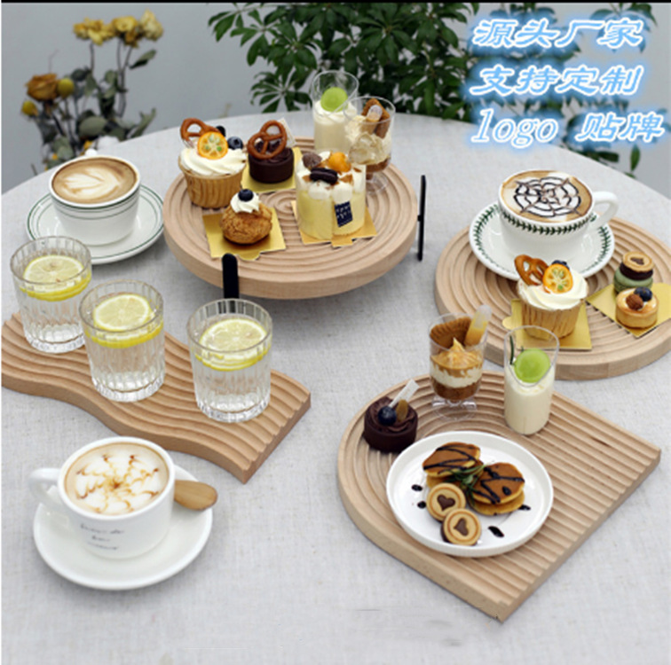 Transfronteriza Nordic fotografía apoyos pastel swing placa ondulación del agua postre Luz de lujo sala de estar decoración de madera maciza bandeja de frutas