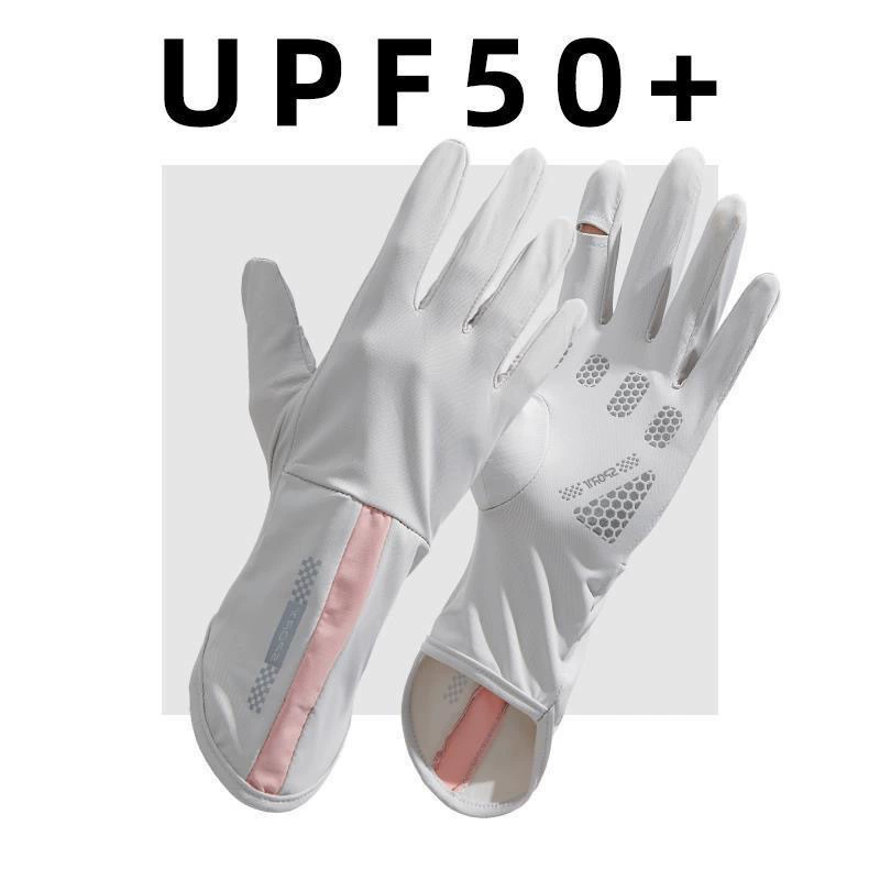 Тонкие солнцезащитные перчатки для женщин, защита от ультрафиолета летом, защита рук при вождении и езде на велосипеде, перчатки без пальцев из ледяного шелка с сенсорным экраном
