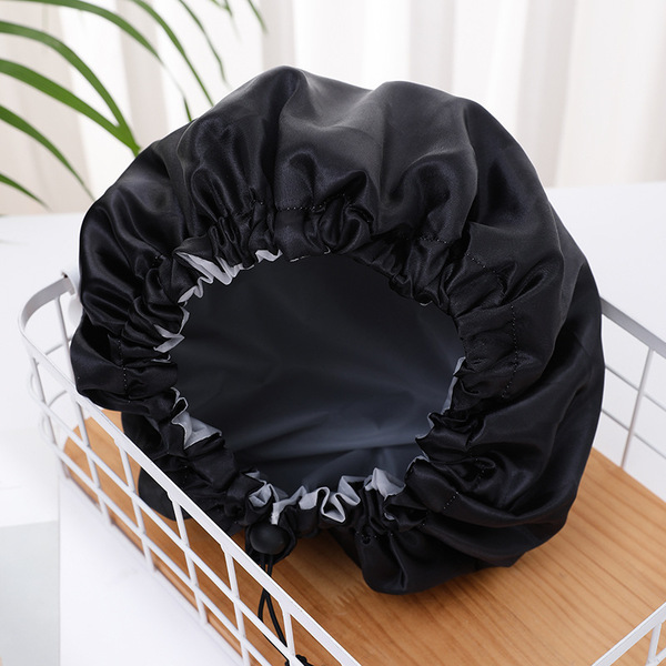 Adjustable waterproof black shower cap