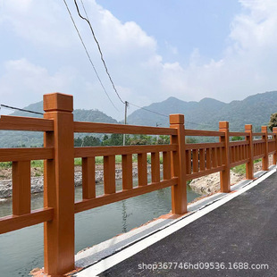 水泥仿木护栏景区河堤桥梁防护栏新农村仿藤围栏混凝土仿木纹栏杆-阿里巴巴