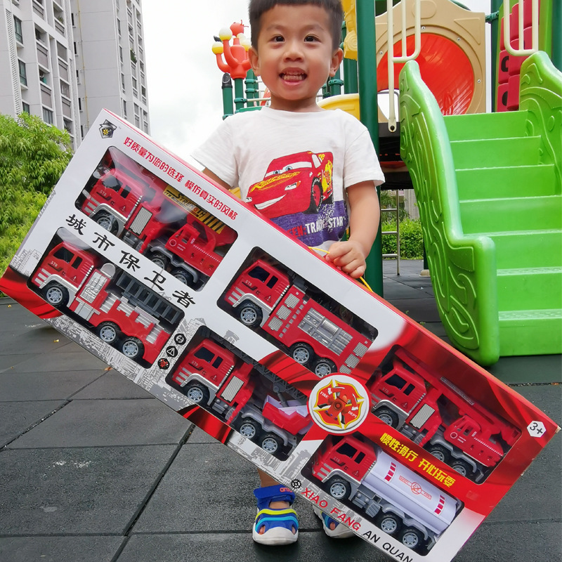 Children's fire truck toy large engineering vehicle gift box set boy toy car inertia gift stall wholesale