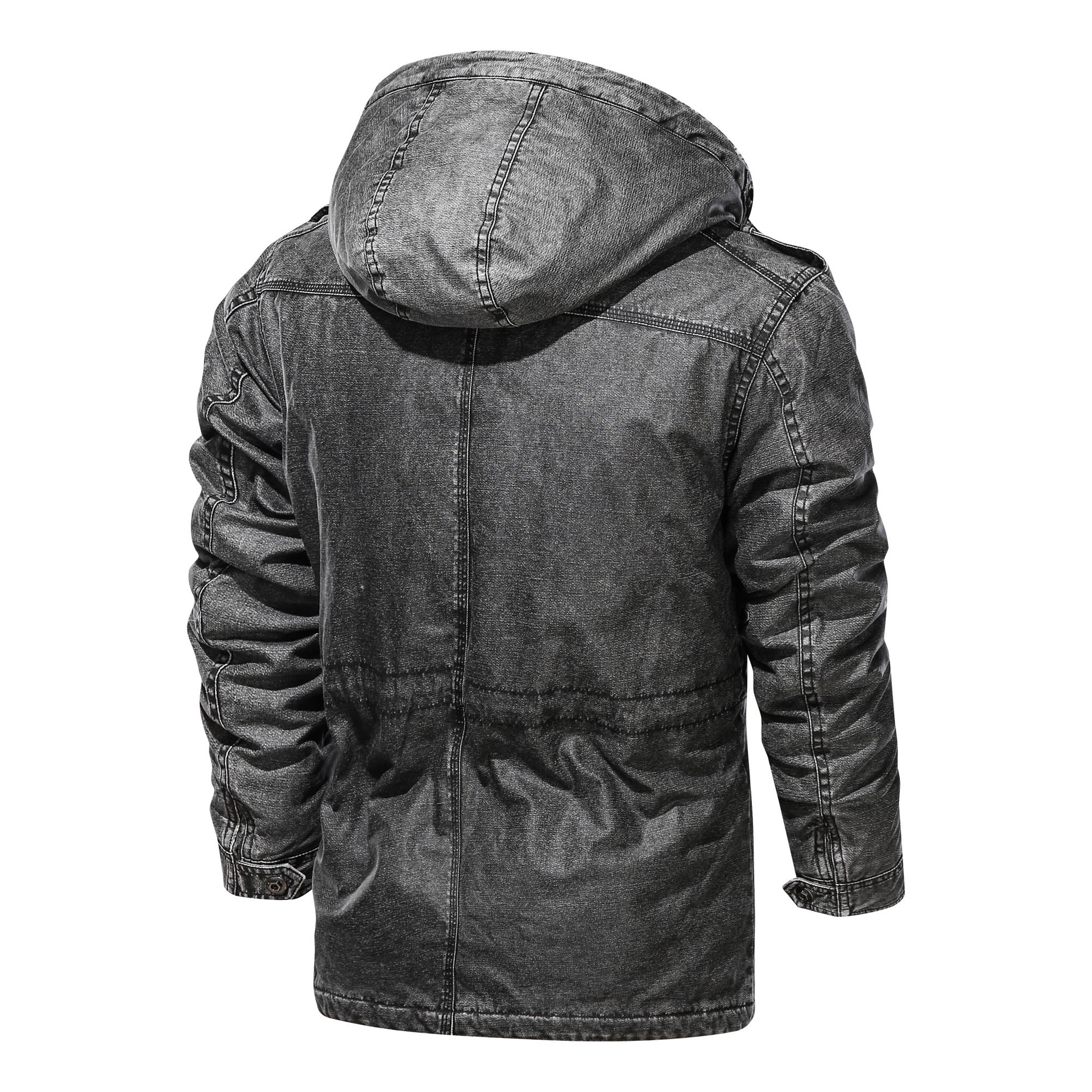 Giacca da lavoro personalizzata da uomo europeo casual multitasche con ampio collo in pelliccia, di media lunghezza, in cotone, trendy, taglie forti_voghion.com