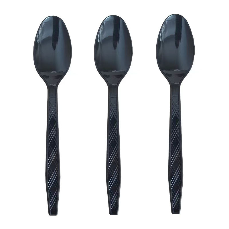 25 piezas transfronterizas Amazon PS desechable de plástico cuchillo, tenedor y cuchara vajilla de tres piezas conjunto de banquete de la torta del partido