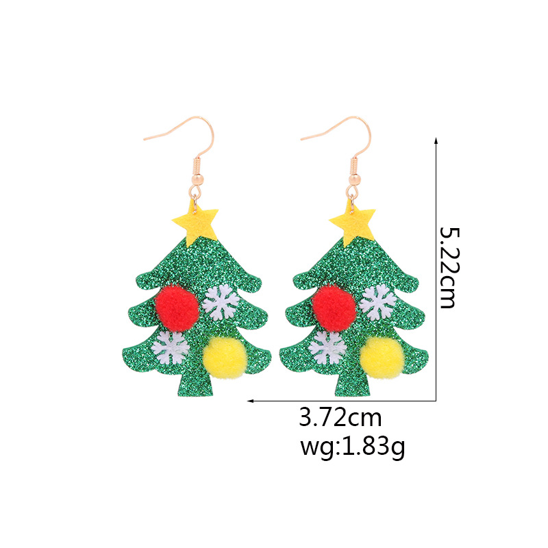 Moda Árbol De Navidad Tela Mujeres Aretes 1 Par display picture 3