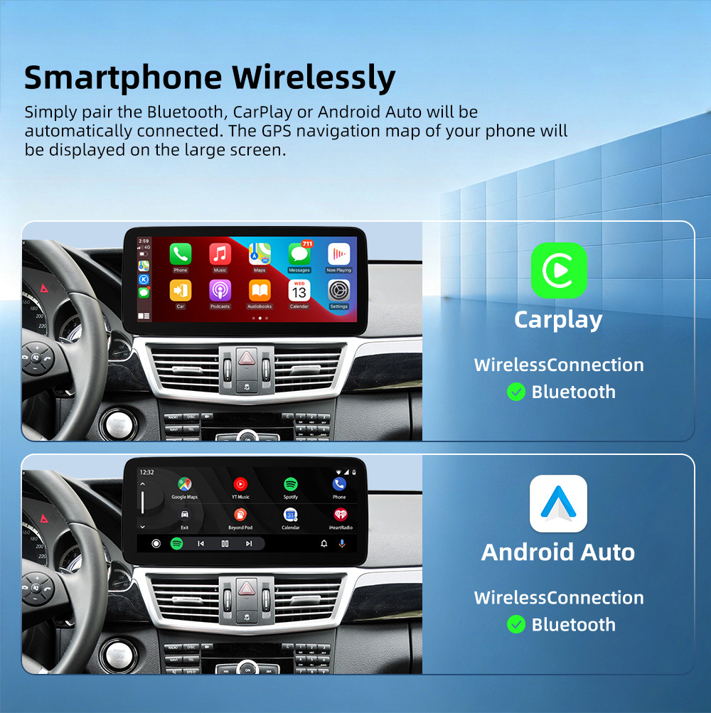 Car Bluetooth Carplay Is Suitable for Mercedes-Benz E-Class 4-Door Model W212 2010-2016 Navigation Center Console Large Screen
