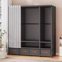 Modular fabric wardrobe organizer, multi‑row system with optional drawers and curtain, various sizes