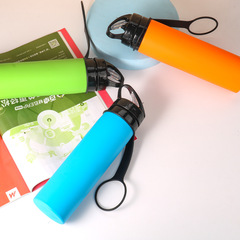 Outdoor Hiking Water Cup Eco Silicone Water Bottle Solid Color Simple Straight Tube Silicone Water Bottle Indoor Exercise Drinking Cup