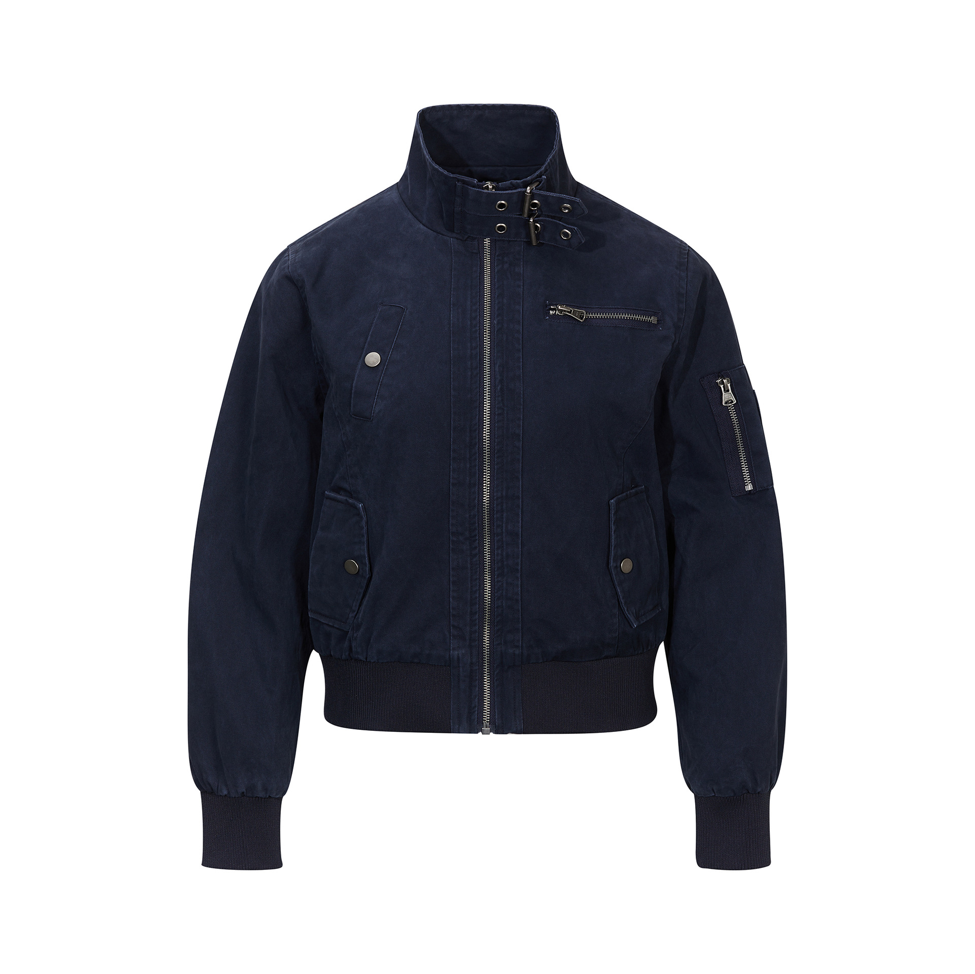 N607 High Street Vintage Street Style Multi-Pocket Buttoned Workwear Design Jacket for Women, Loose Fit Stand-Up Collar Jacket