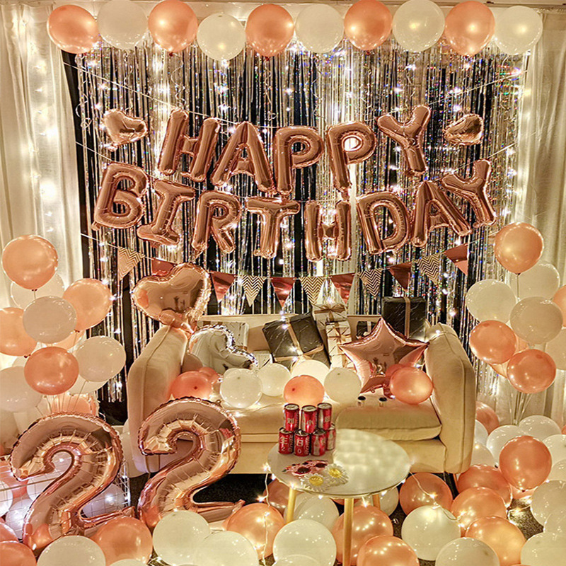 ins網紅生日氣球套裝男女孩生日氣球派對裝飾18歲生日場景布置