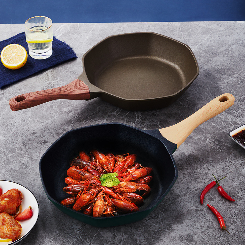 麦饭石不粘锅26/28cm煎盘 八角煎锅 受热均匀家用炉具通用平底锅|ms