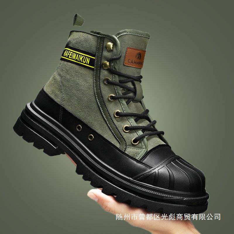 Boots Men's High-Top 2025 Autum New Canvas Casual Boots Men's Workwear Versatile Motorcycle Short Boots