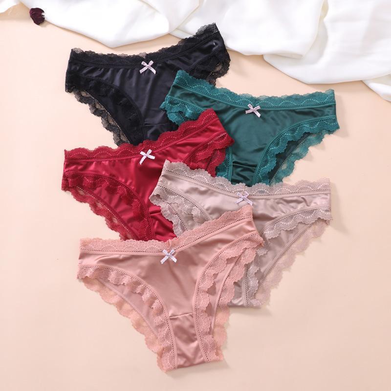 2025 New Cross-Border Dropshipping 5 Pieces of Women's Lace Sexy Panties See-Through Low-Cut Underwear