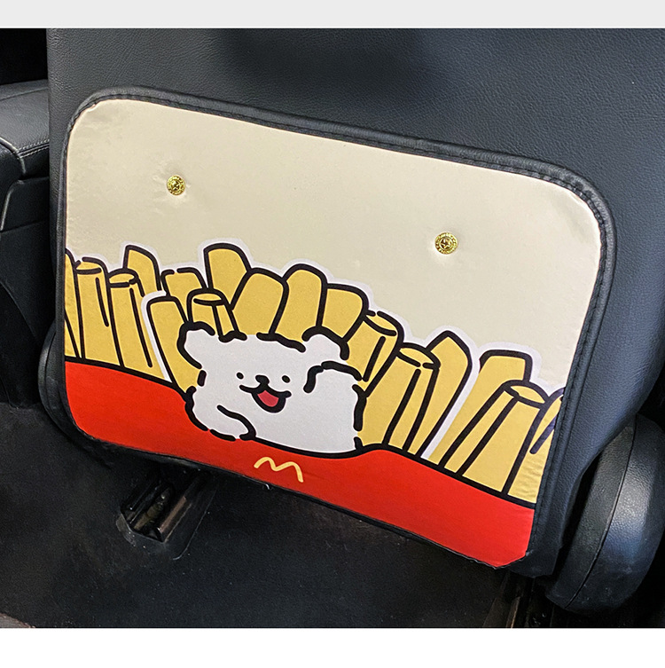 Short French Fries Puppy Chair Back Anti-kick Mat Children's Rear Seat Protection Mat Anti-dirty Protective Mat for Car Rear Wear Protection