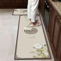 中式厨房地垫防水防油防滑免洗耐脏可擦可裁剪地毯pvc长条脚垫子