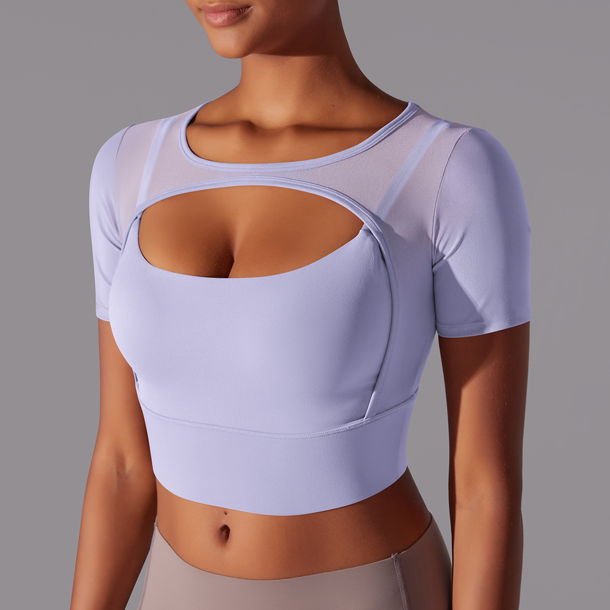 182g Weight Short Sleeve Sleeve Length Pullovers Placket Type Nylon, Spandex Fabric Type Short Top Length T-shirt Tops Type Yoga, Sports Occasion Round Neck Neckline Solid Color Pattern Women Gender Hollow Out Craft Fitness Sport Style Solid Color Nylon Spandex Round Neck Hollow Out Active Tops T-shirt 64