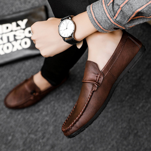 Soft Leather Formal British Style Lounge High-End Loafers Bean Shoes Low-Top Business Lightweight Durable Men's Fashion