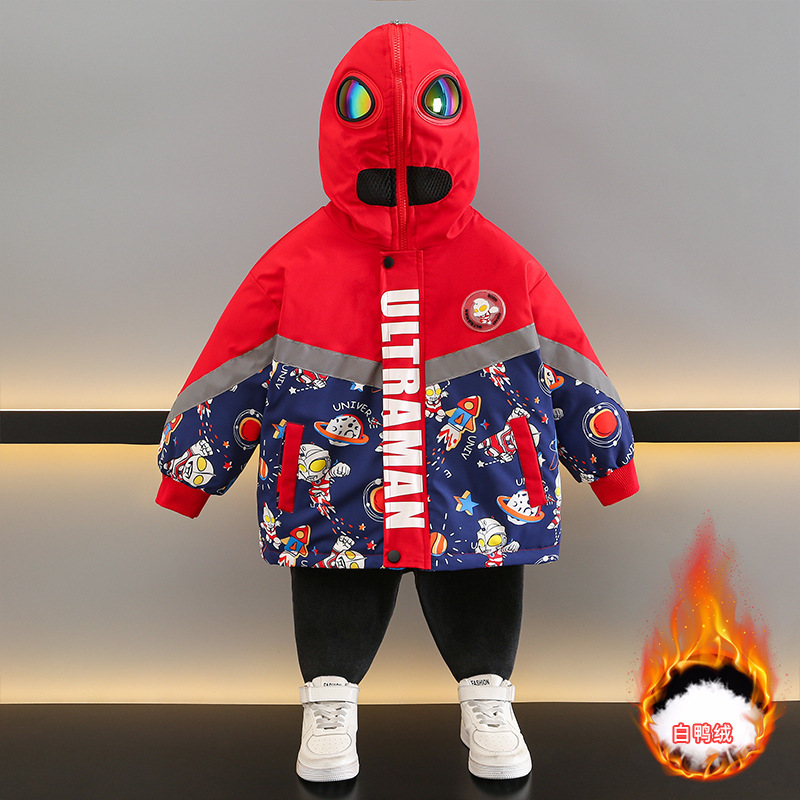 Ultraman Boys' Short down Jacket Thickened New Children's Clothing 2026 Winter Autumn Winter Baby Red Ultraman Boys' Short down Jacket Thickened New Children's Clothing 2026 Winter Autumn Winter Baby Red