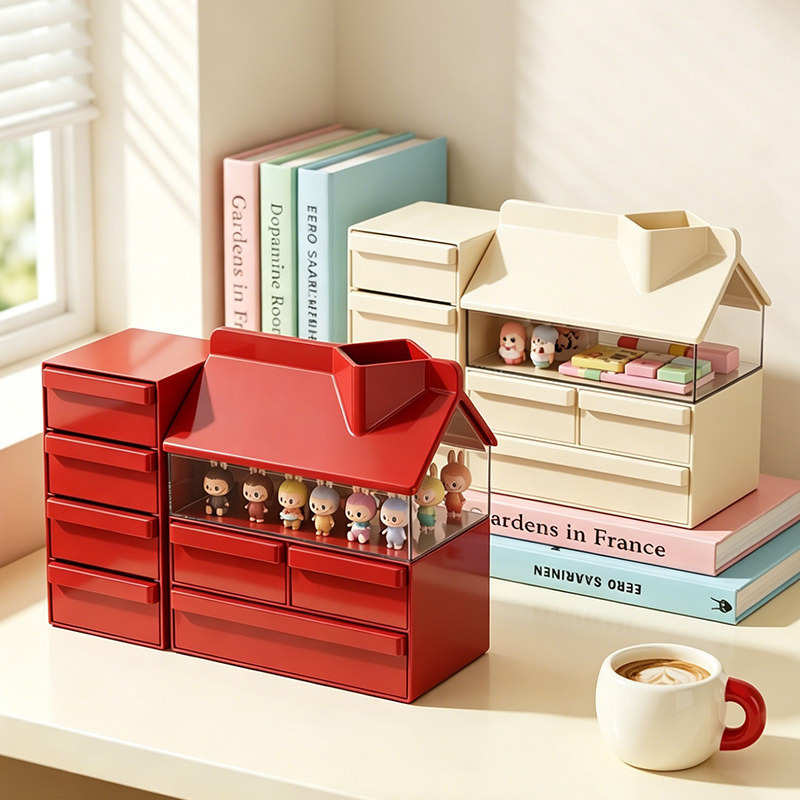 Small House-Shaped Desktop Storage Box, Blind Box Display Tool, Pen Holder, Stationery Box, Desktop Miscellaneous Items, Jewelry Storage Small House-Shaped Desktop Storage Box, Blind Box Display Tool, Pen Holder, Stationery Box, Desktop Miscellaneous Items, Jewelry Storage