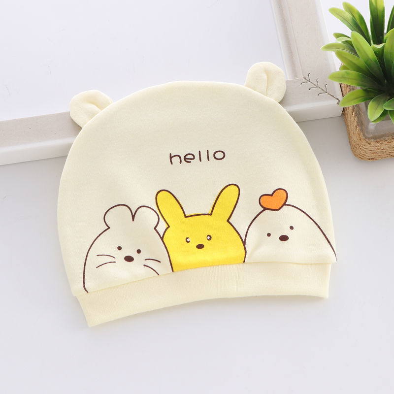 0--1 Sombrero de bebé recién nacido primavera y otoño algodón peinado para bebés de dibujos animados para hombres y mujeres cuatro estaciones sombrero de neumáticos a prueba de viento sombrero de puerta de goma