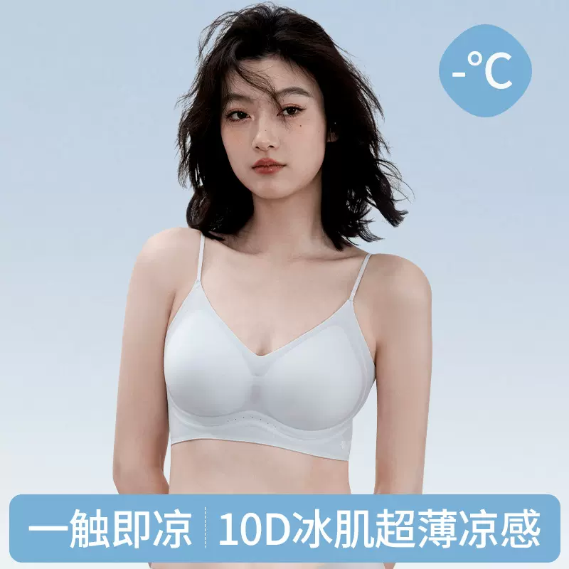夏季凉感超薄无痕内衣细肩带背心式果冻文胸聚拢美背粉底液内衣