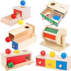 Wooden Coin Box Montessori Teaching Aids Montessori Textile Drum Drawer Box Game Kindergarten Science Education Children's Toy