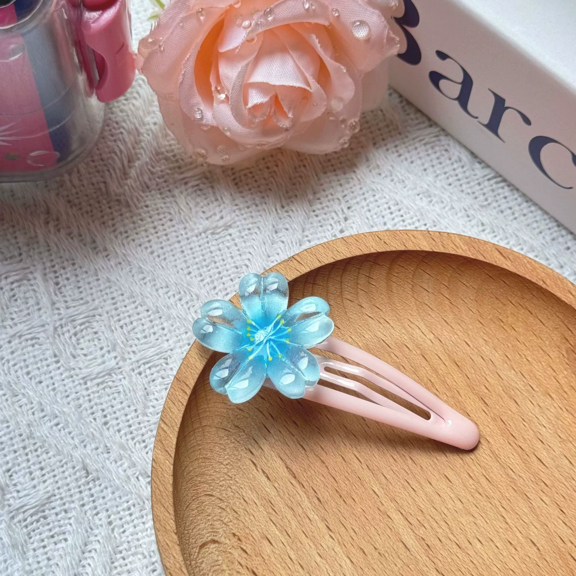 Заколка для волос Jelly Cherry Blossom, смоляная боковая клипса, 6 см, пастельные цвета