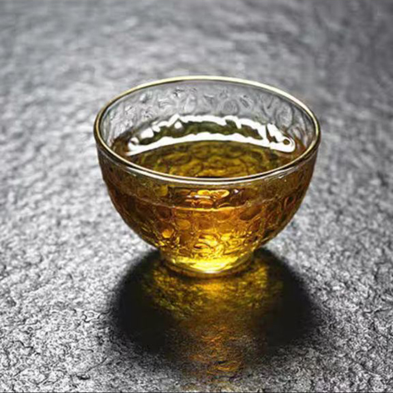 Taza de té de vidrio de borosilicato patrón de martillo Taza de té de oro juego de té de kung fu con taza de té de vidrio taza pequeña