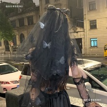 魔女 暗黑万圣节扮鬼新娘头纱黑色蝴蝶结头饰配饰装扮发饰女