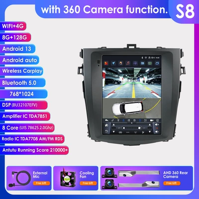 DVD Navigation, Corolla Large-Screen Central Control - with-360-camera-8128g-wifi4g-lte-version-7862-carplay-eight-core-97inch-suitable-for-06-13-toyota-corolla