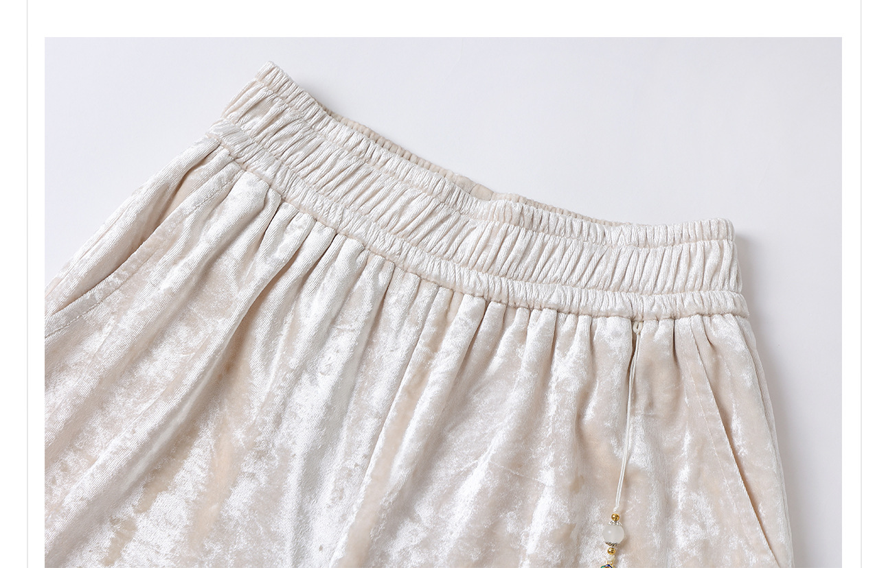 Quần ống rộng nhung lụa kiểu Trung Quốc mới, jacquard màu trơn, phong cách văn nghệ — Màu đen, Màu vàng, Màu hồng, Màu mơ chi tiết 19