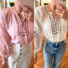 南油轻奢女装法式刺绣文艺复古棉质套装衬衫宽松时尚百搭上衣女士